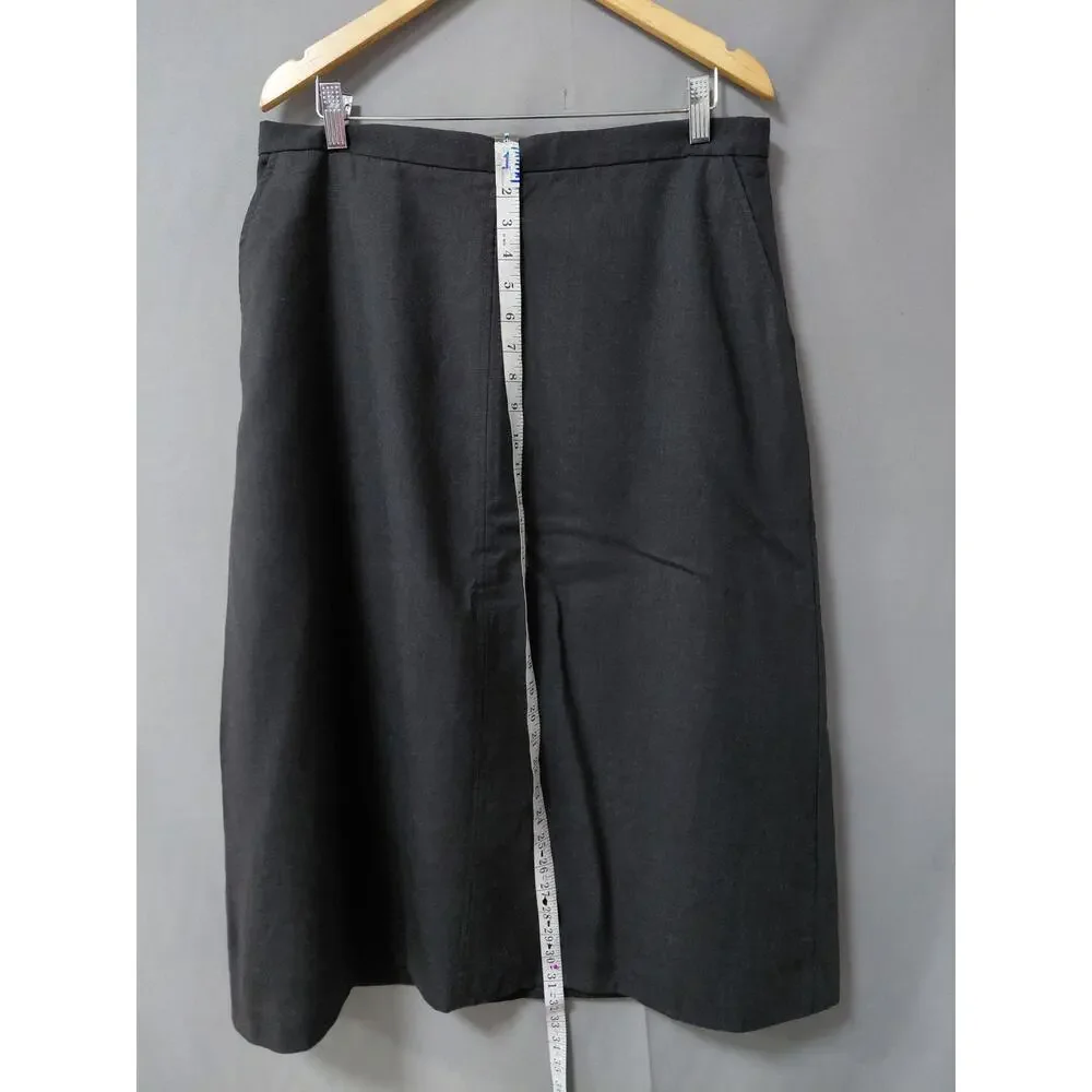 Pendleton Made in USA 100% Wool Gray Straight Midi Skirt Women Size 14
